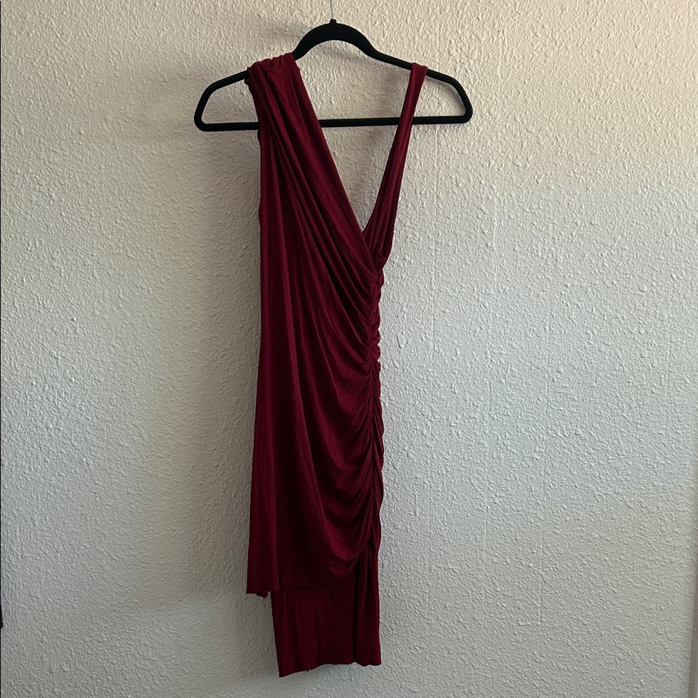 Chic One-Shoulder Burgundy Dress